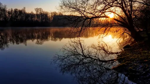 Spiegelung bei Sonnenaufgang