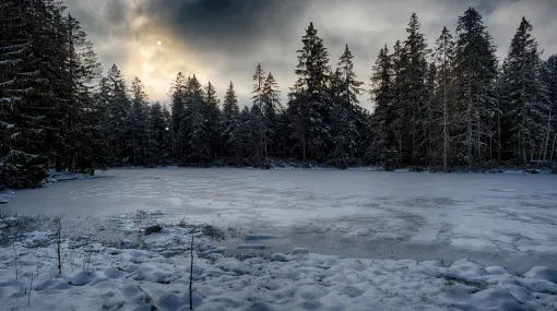 Die Sonne und leichter Schneefall