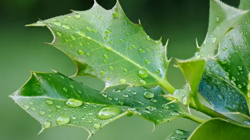 Stechpalmenblatt nach dem Regen